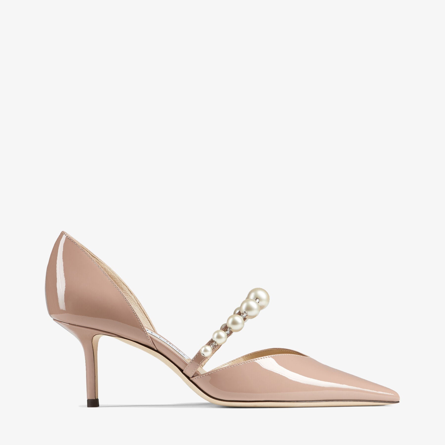 Pink Pearl-Embellished Patent Leather Pumps