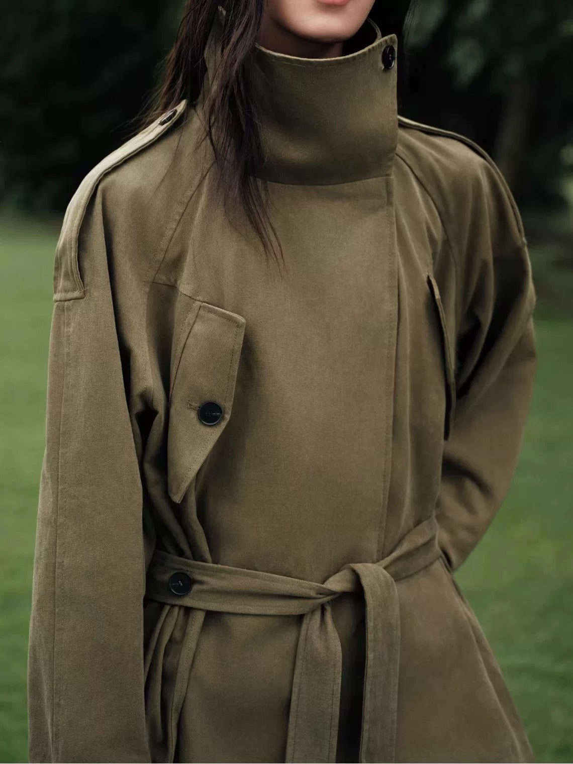 Khaki Short Trench Coat