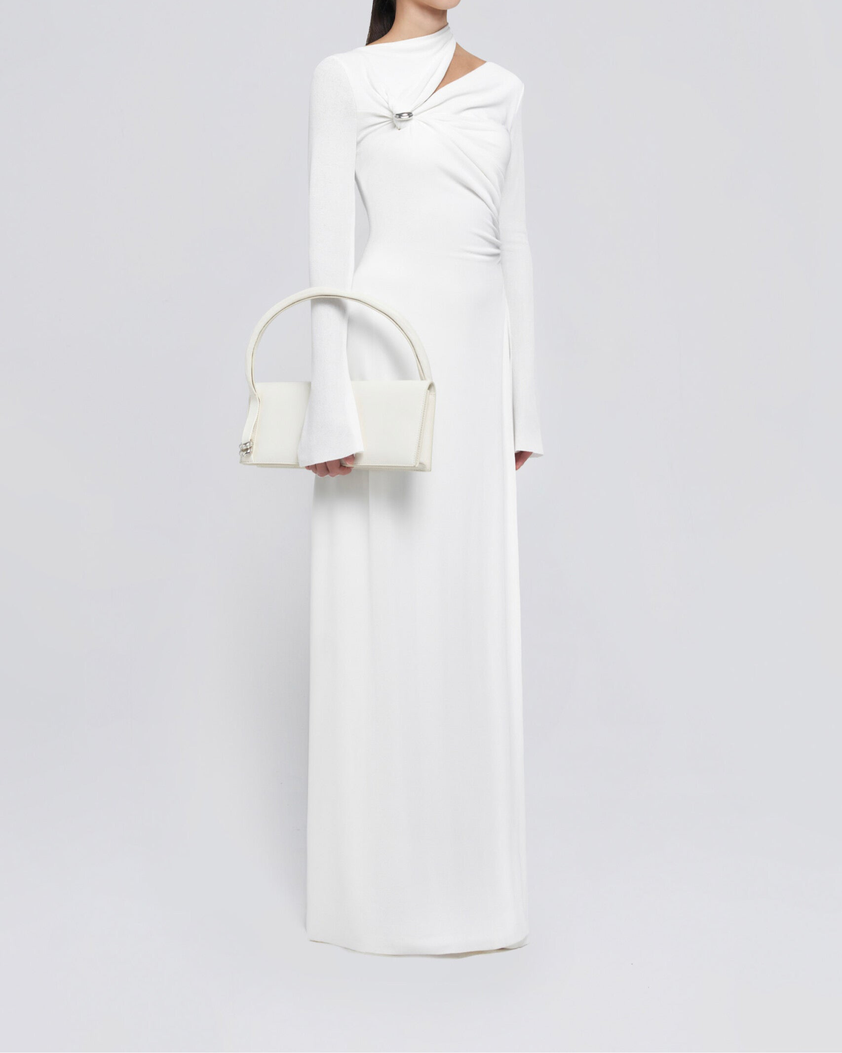 Maxi Dress with Shoulder Cut-outs and Metallic Buttons