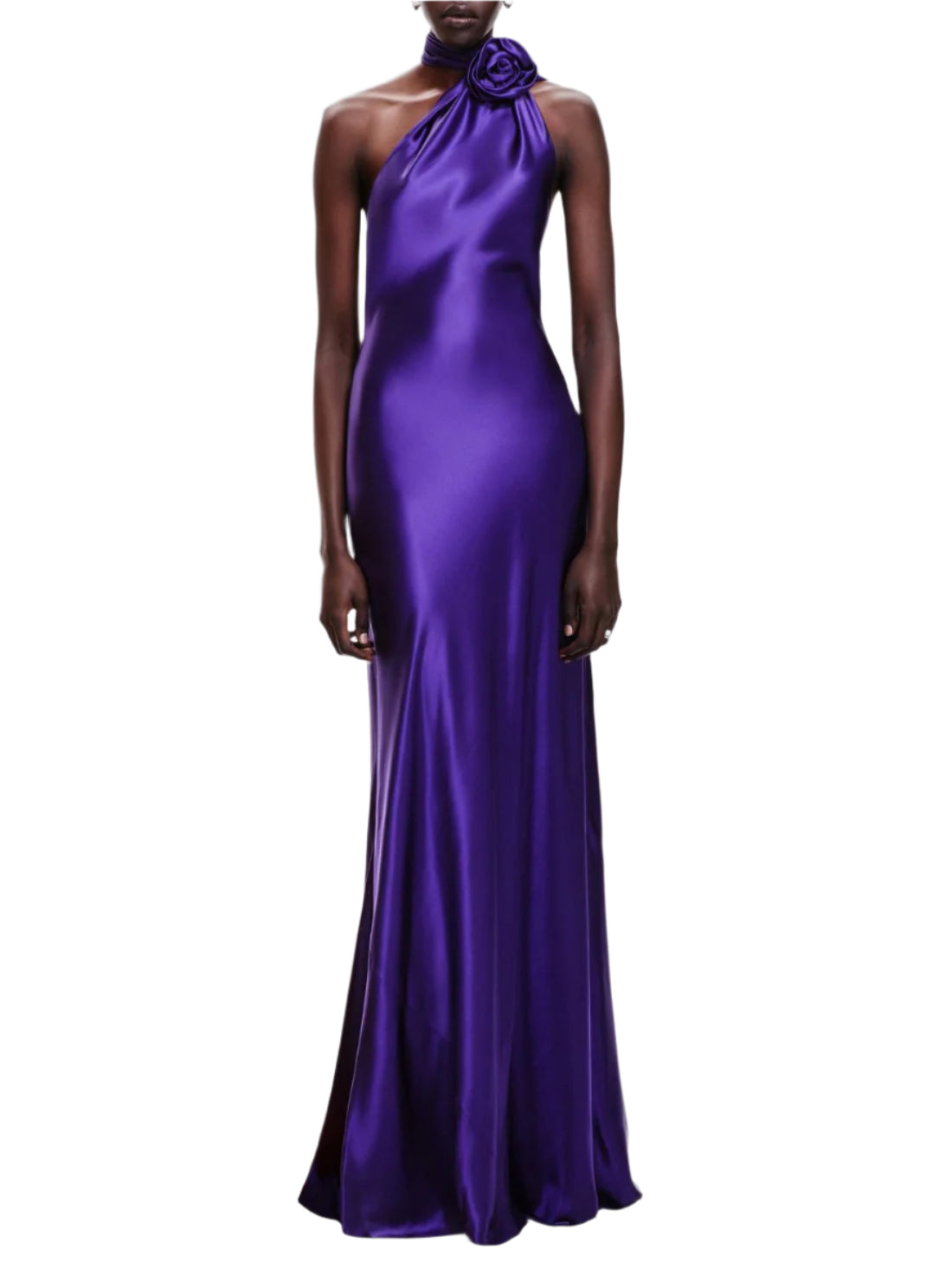 Verna Halter Floral Maxi Satin Dress