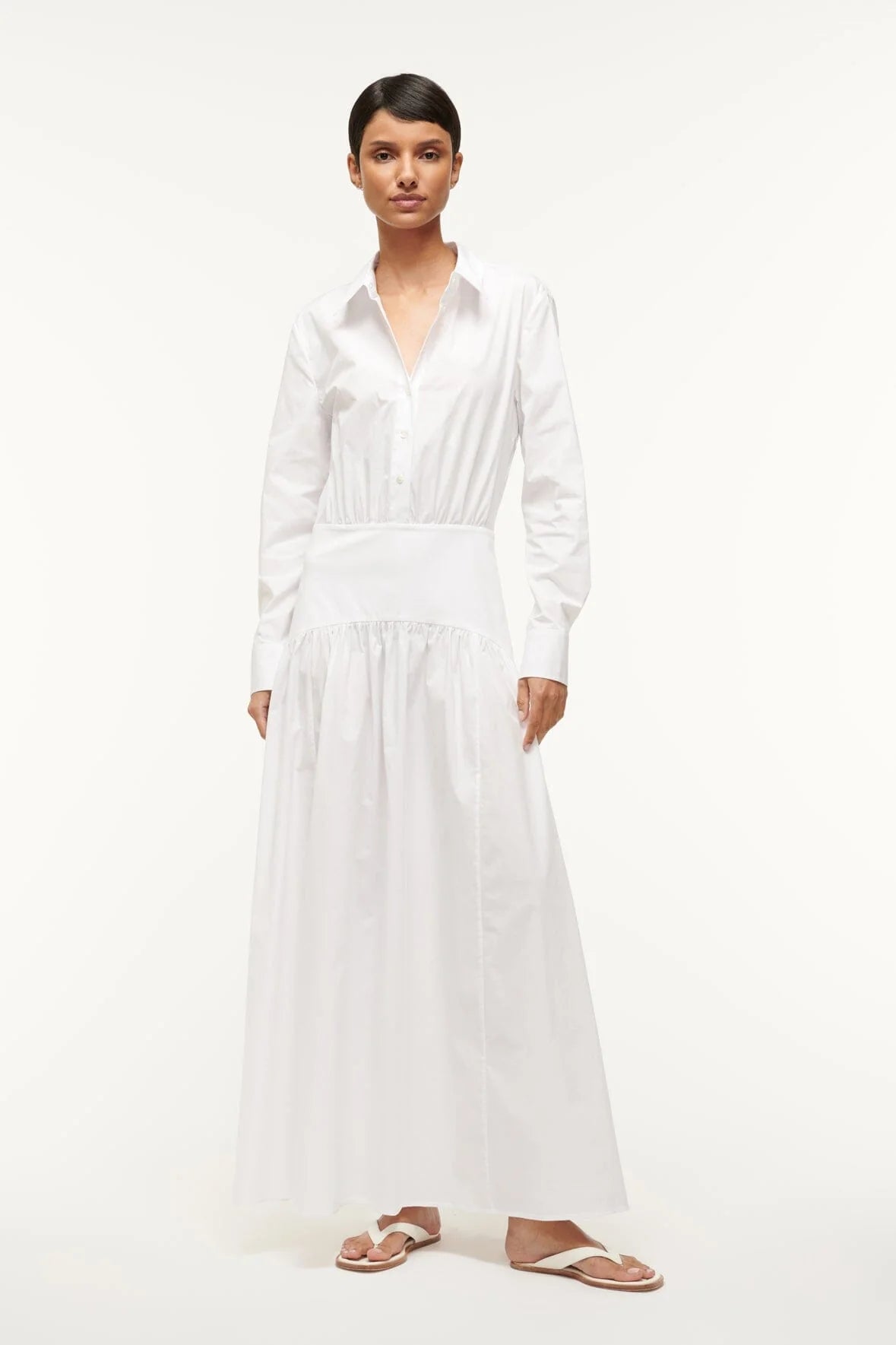Poplin Maxi Dress with Long Sleeves (Immediate)