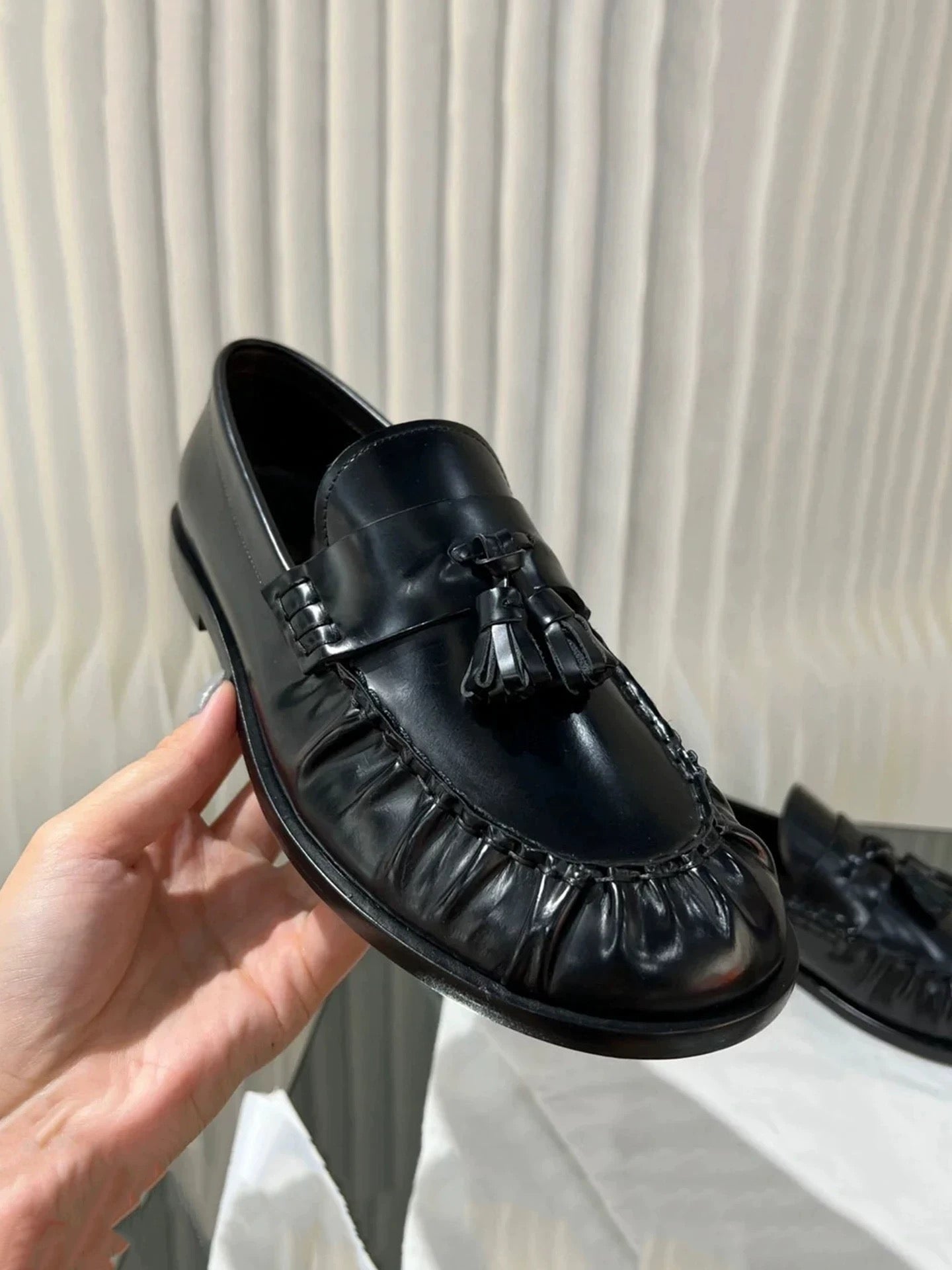 Patent Pleated Loafers