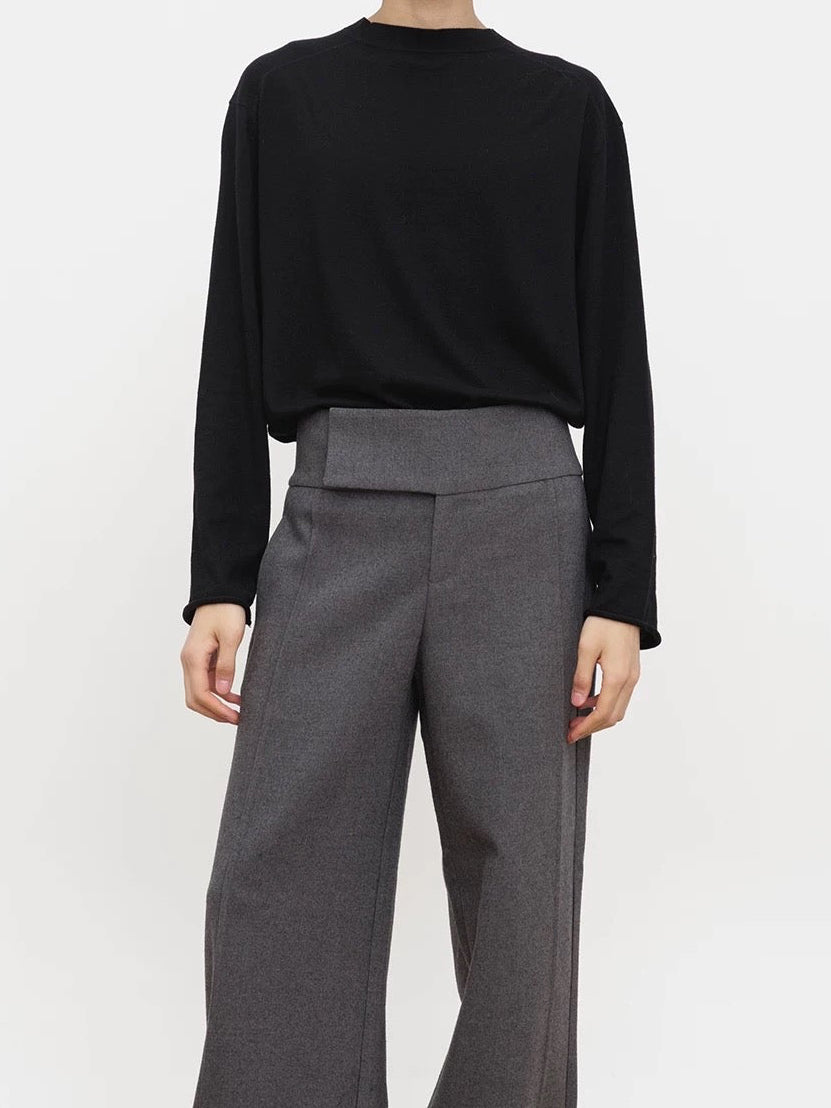 Relaxed Tailored Grey Pants with Adjustable Length