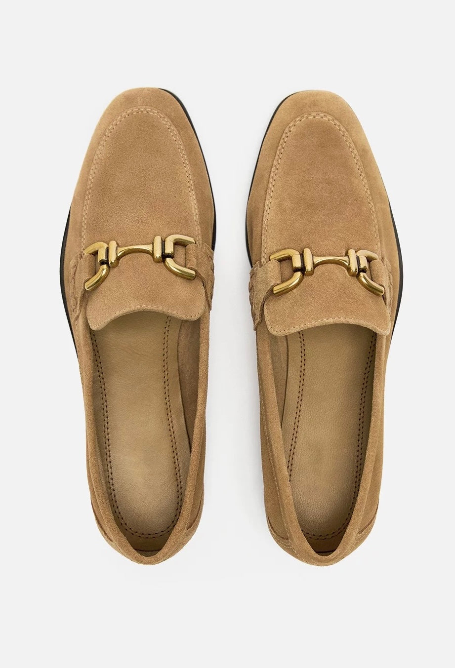 Buckled Suede Loafers in Tan