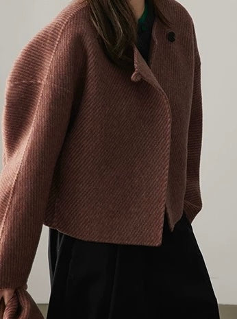 Wool Coat with Removable Scarf (Rose)