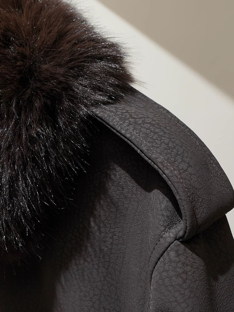 Faux Fur Leather Jacket