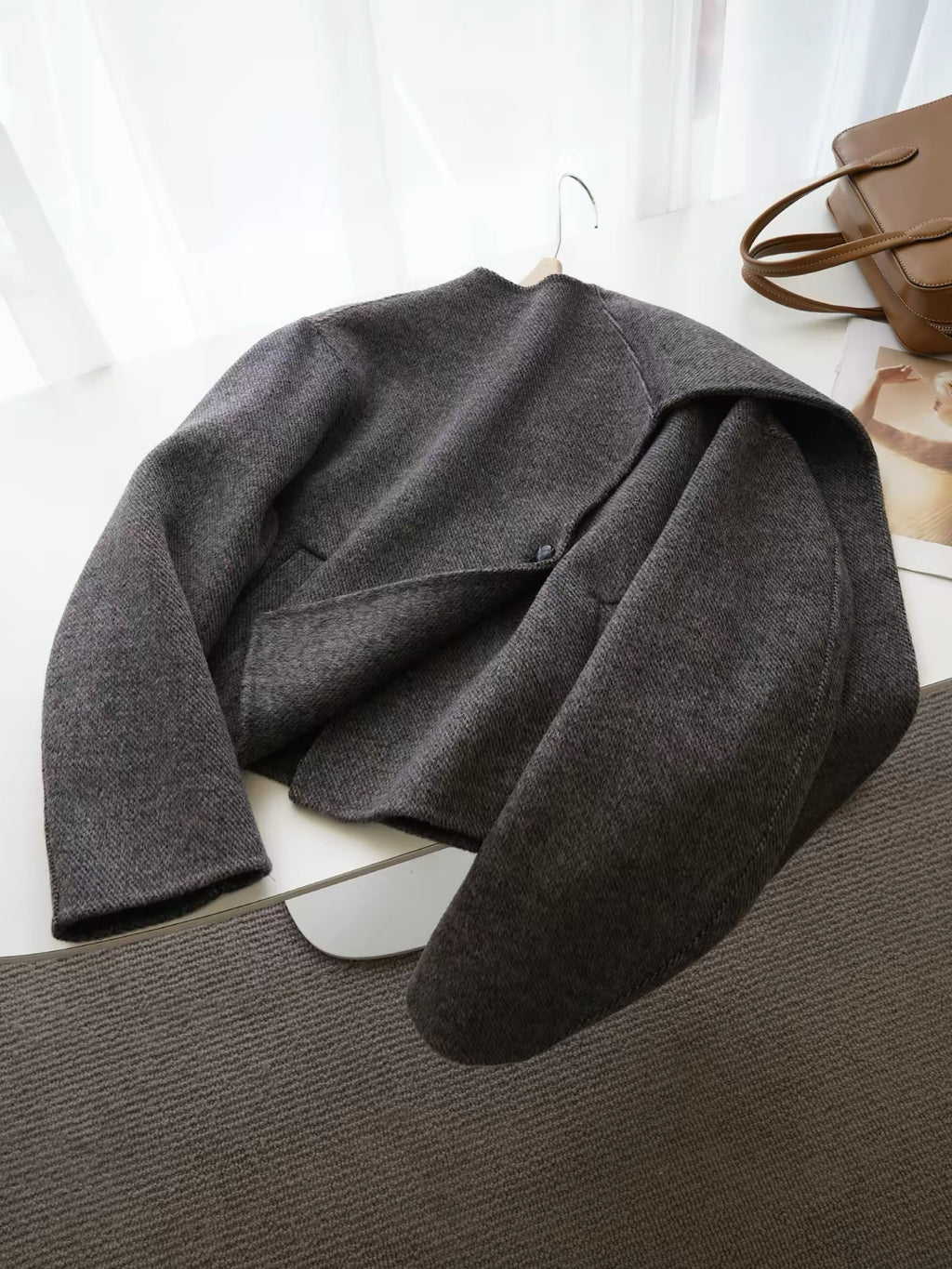 Wool Jacket with Attached Scarf