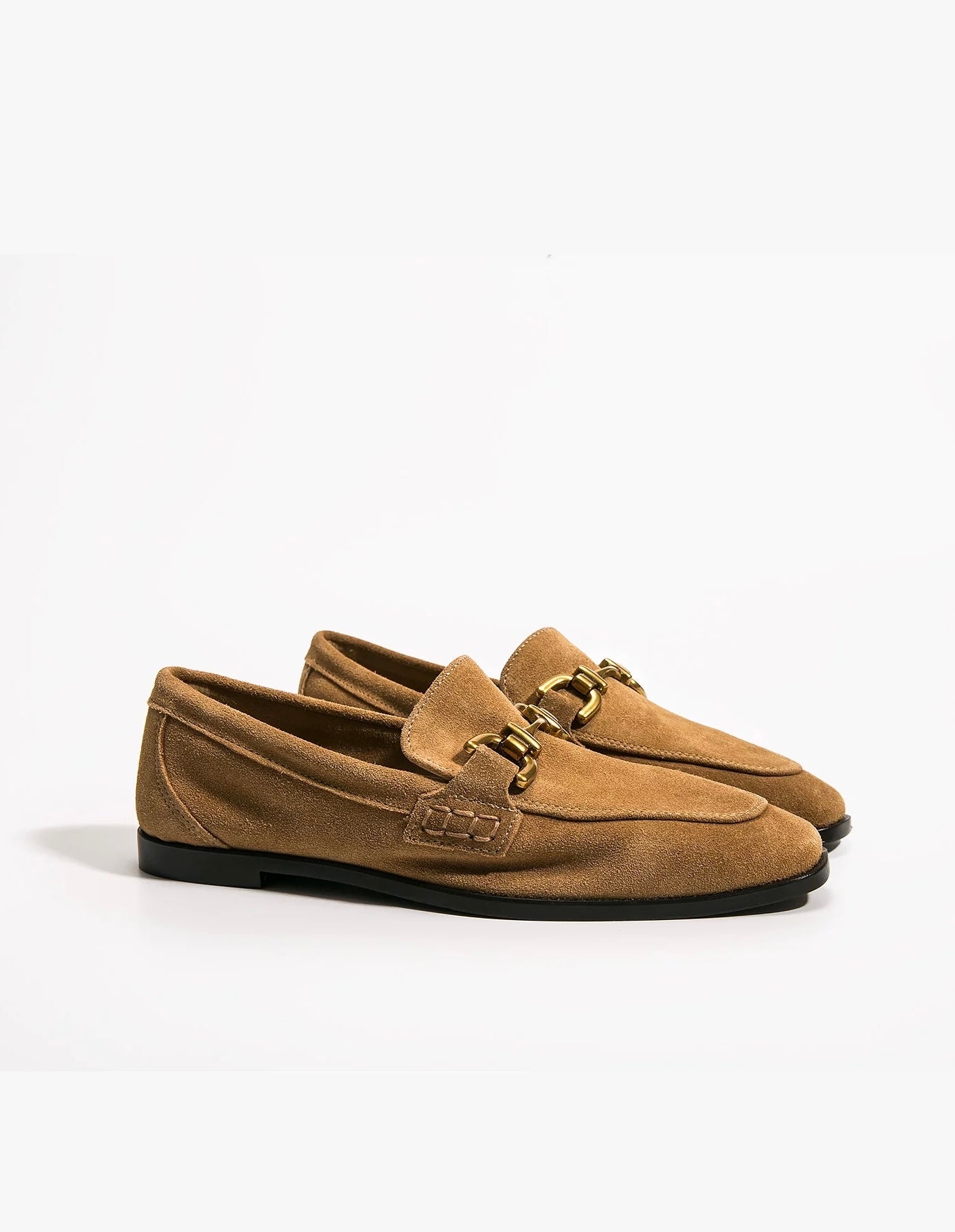 Bucklef Suede Loafers in Tan