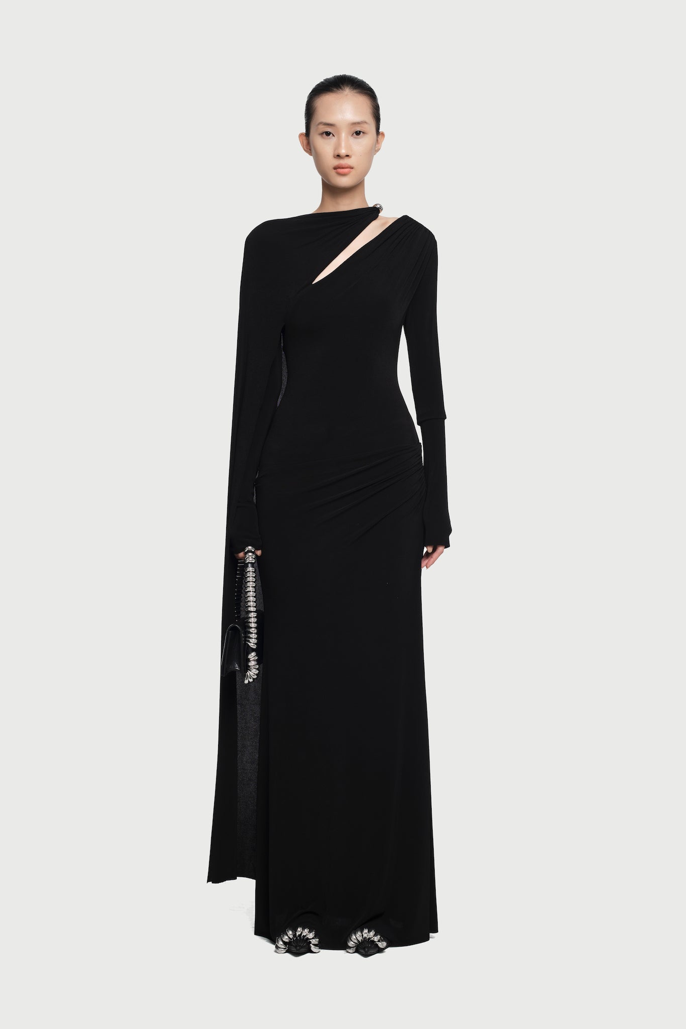 Asymmetrical Flap Dress in Black