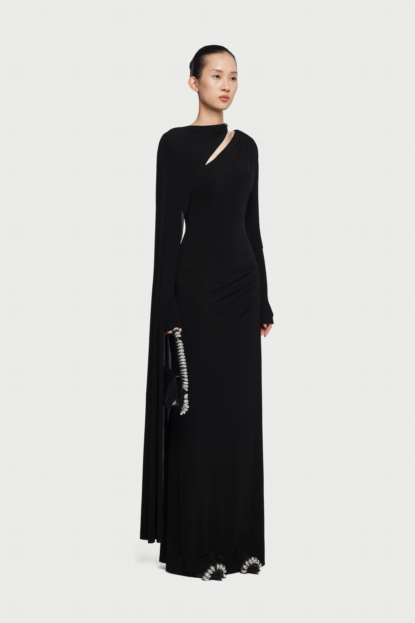 Asymmetrical Flap Dress in Black