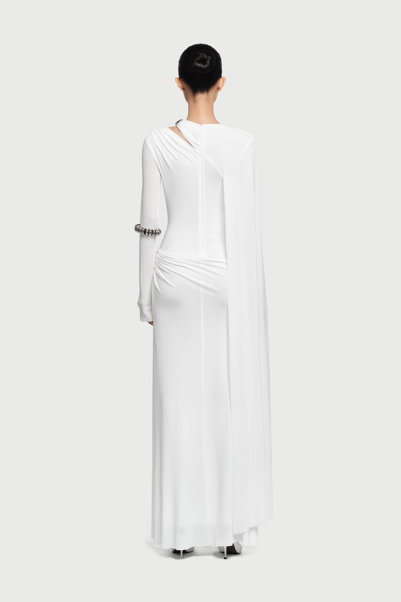 Asymmetrical Flap Dress in White