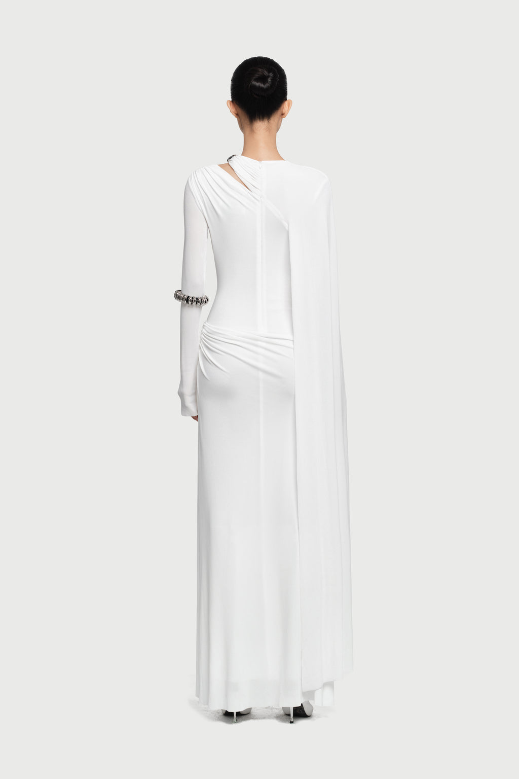 Asymmetrical Flap Dress in White