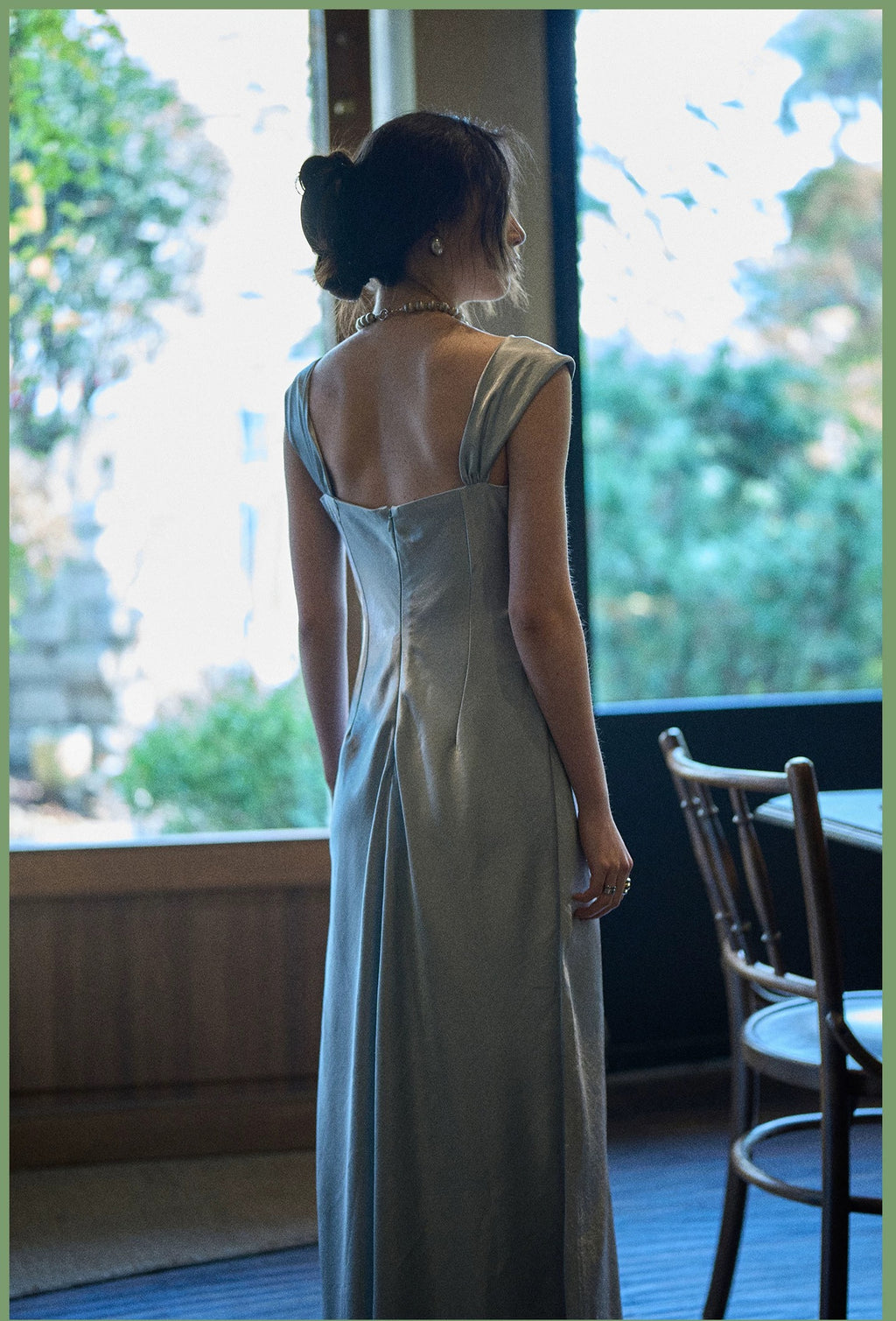 Satin Maxi Dress with Embellishments (Immediate)