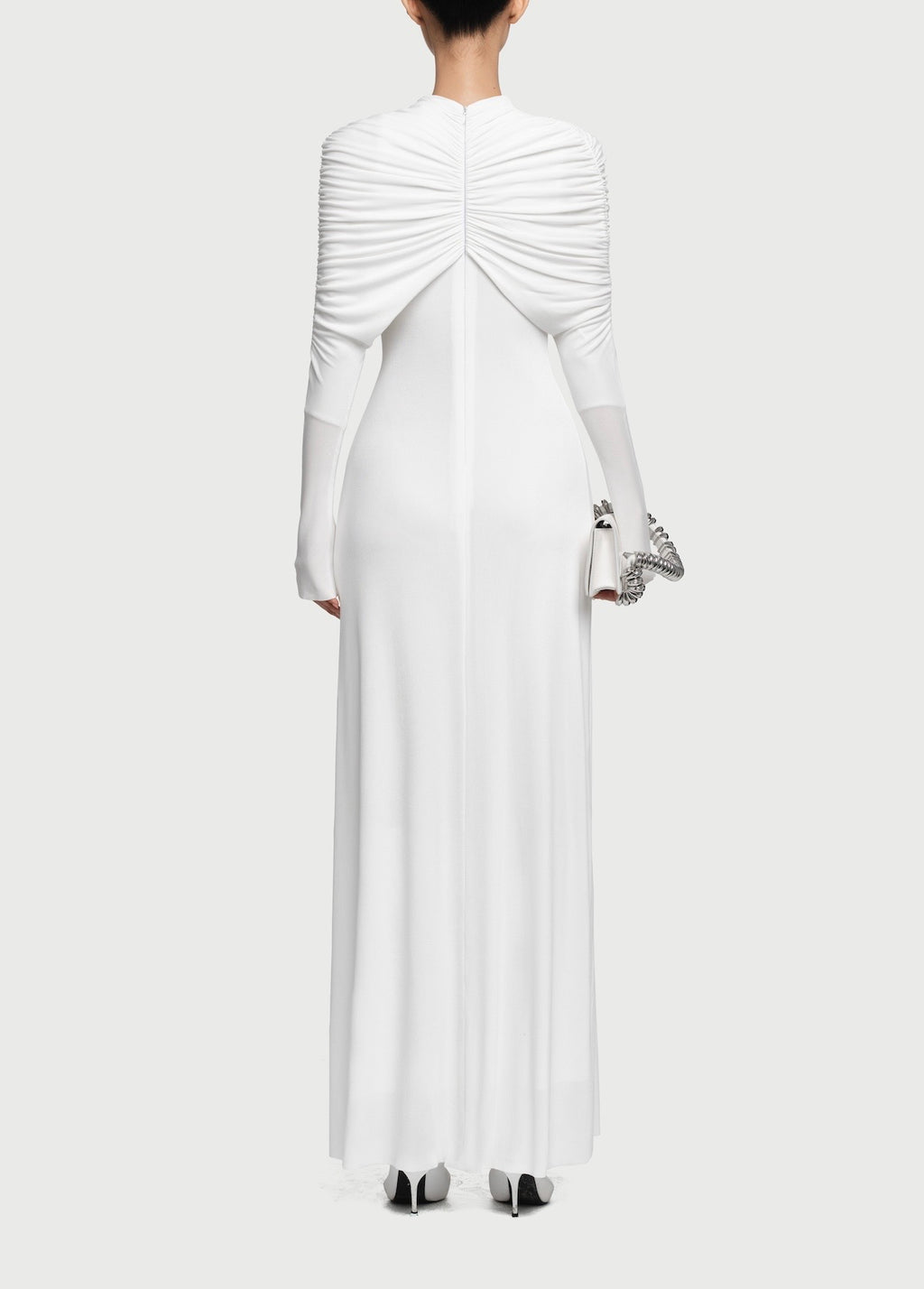 Draped Maxi Dress in White