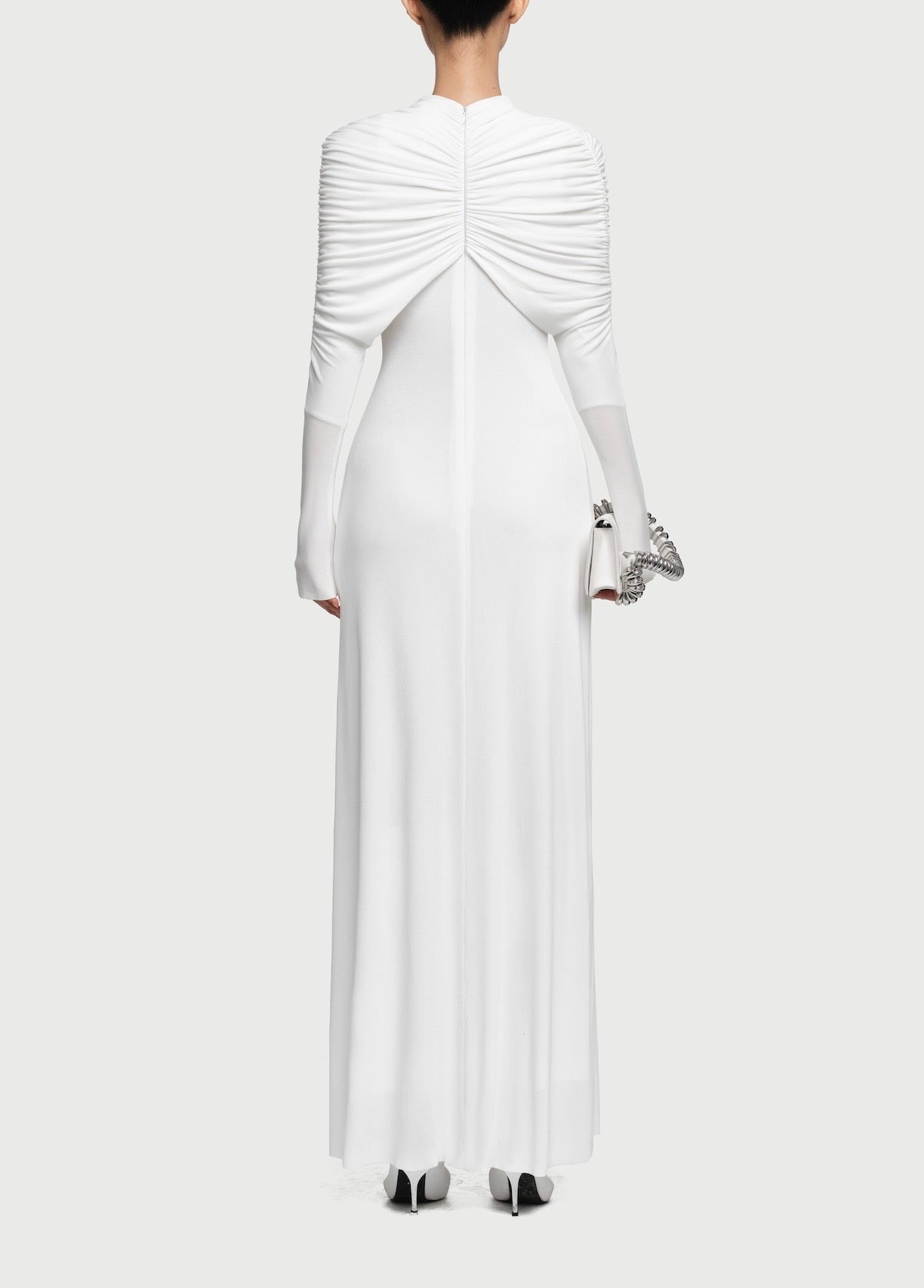 Draped Maxi Dress in White