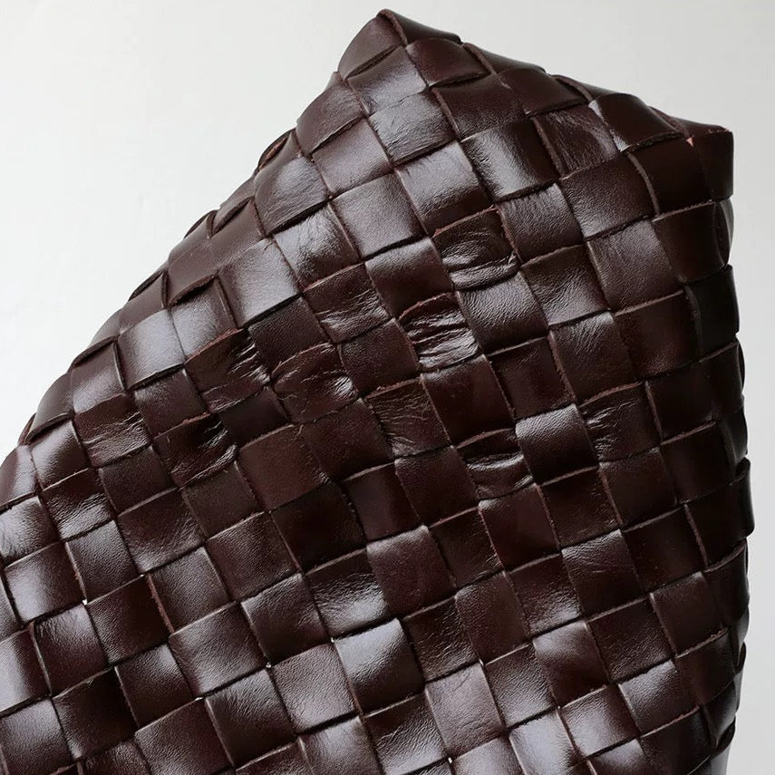 Woven Shoulder Bag in Dark Brown