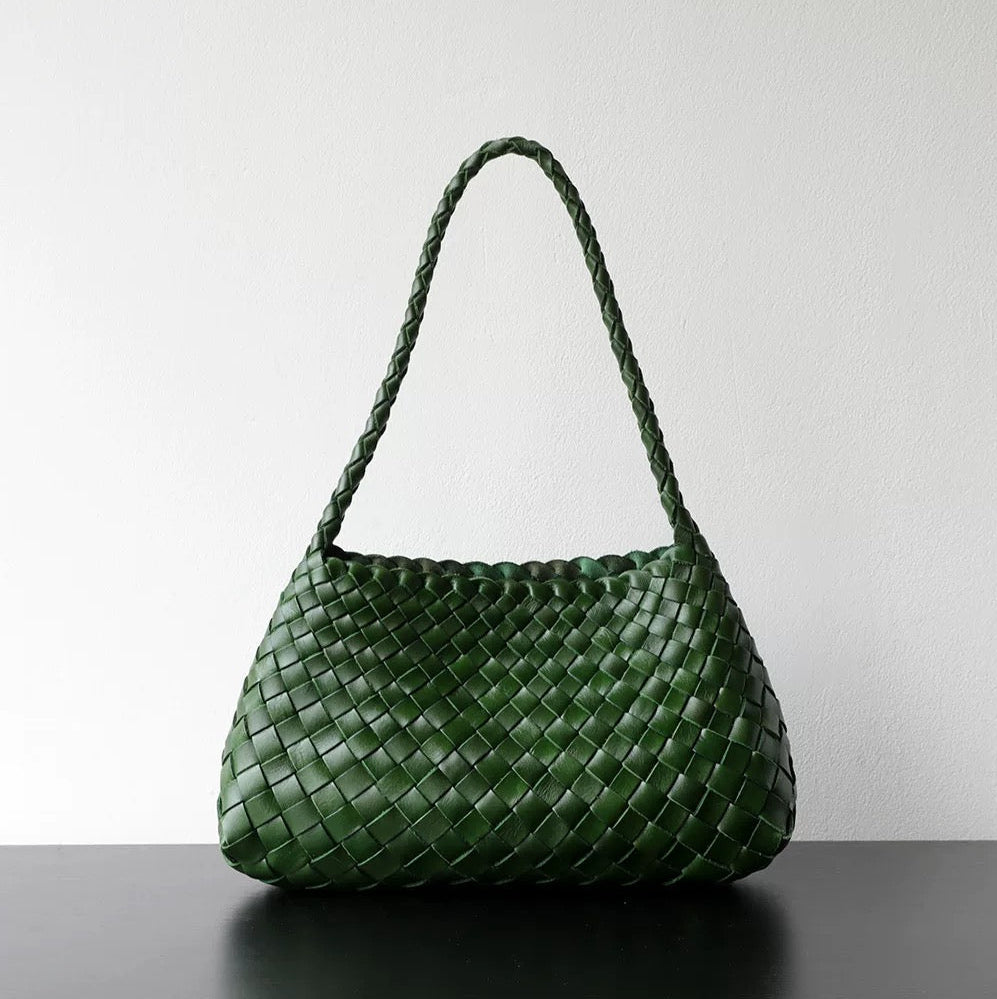 Woven Shoulder Bag in Green