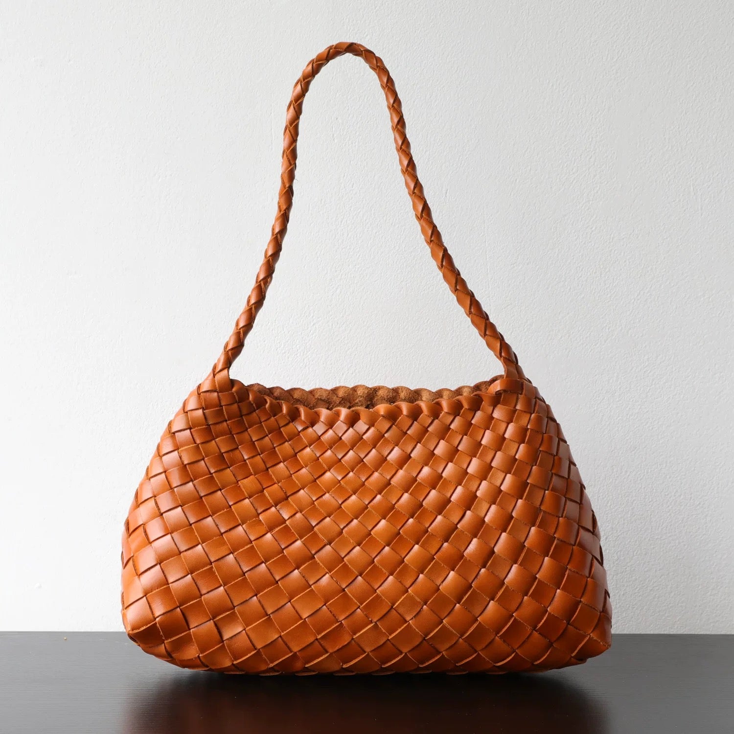 Woven Shoulder Bag in Tan