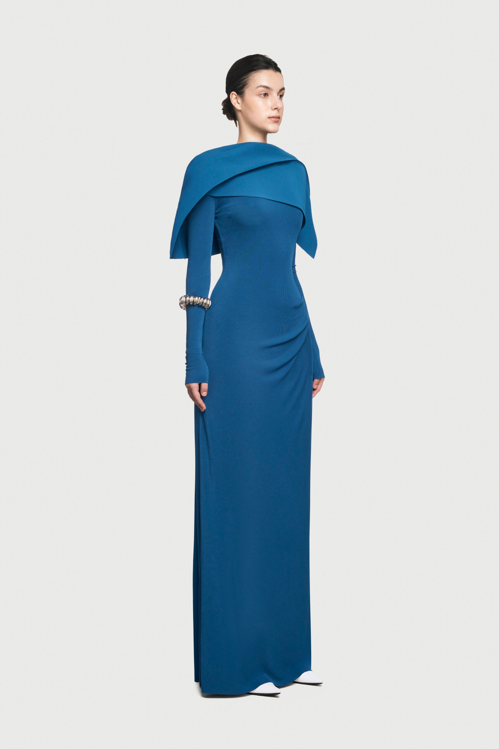 Cape Blue Dress with Long Sleeves