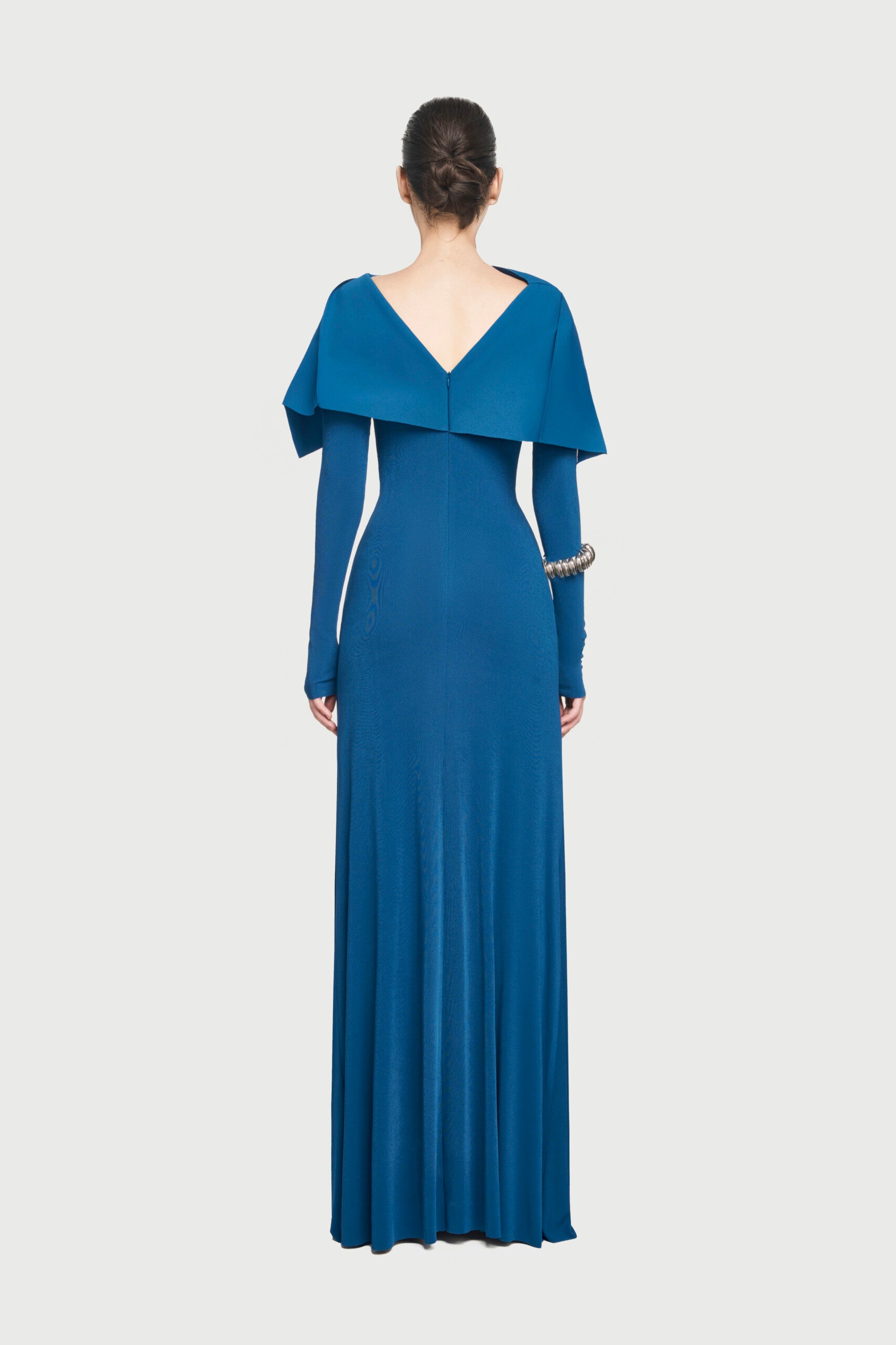 Cape Blue Dress with Long Sleeves