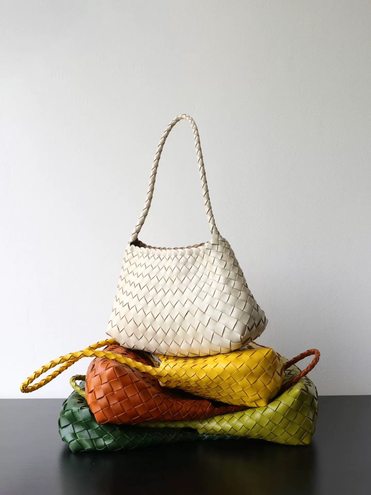 Woven Shoulder Bag in Beige
