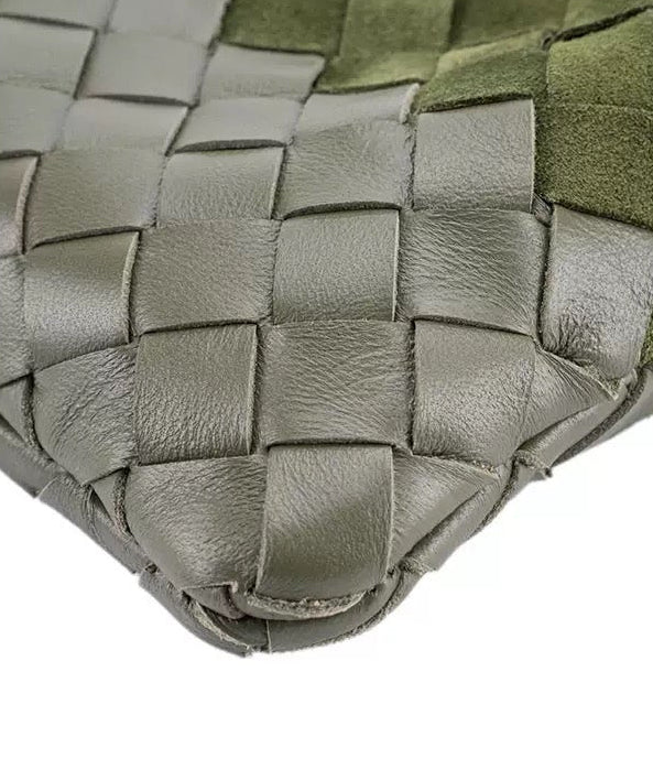 Two-tone Woven Clutch\ Shoulder Bag (Olive Green)