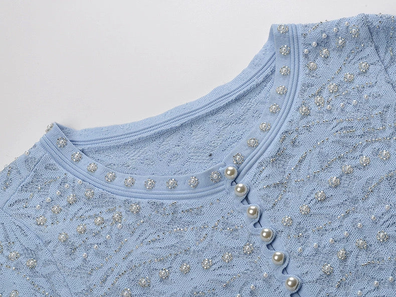 Light Blue Embroidered Cardigan