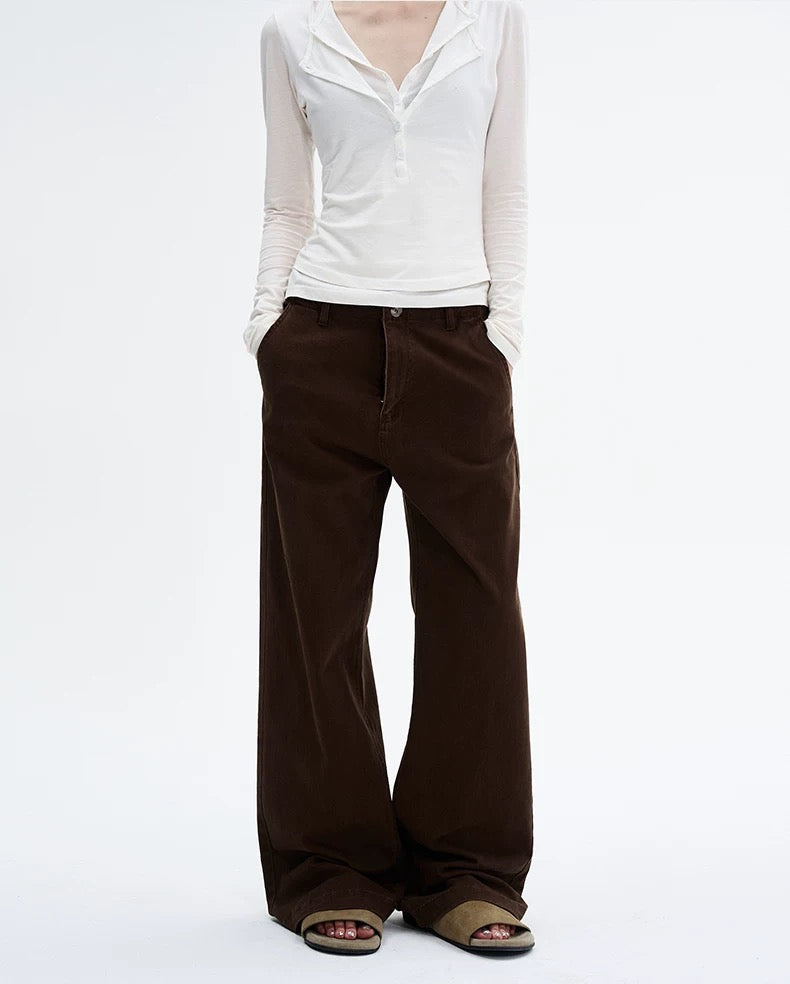 Wide Leg Pants in Dark Brown