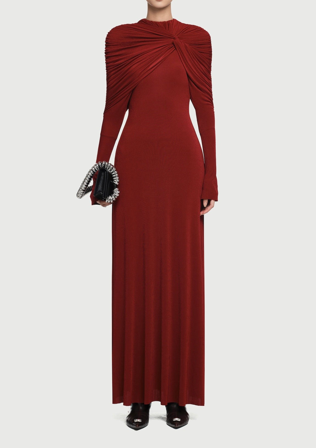 Draped Maxi Dress in Red