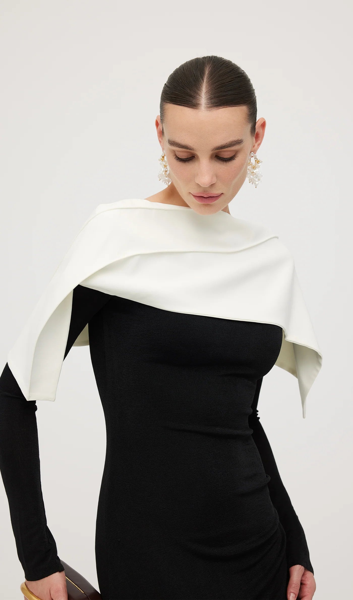 Cape Black\White Dress with Long Sleeves