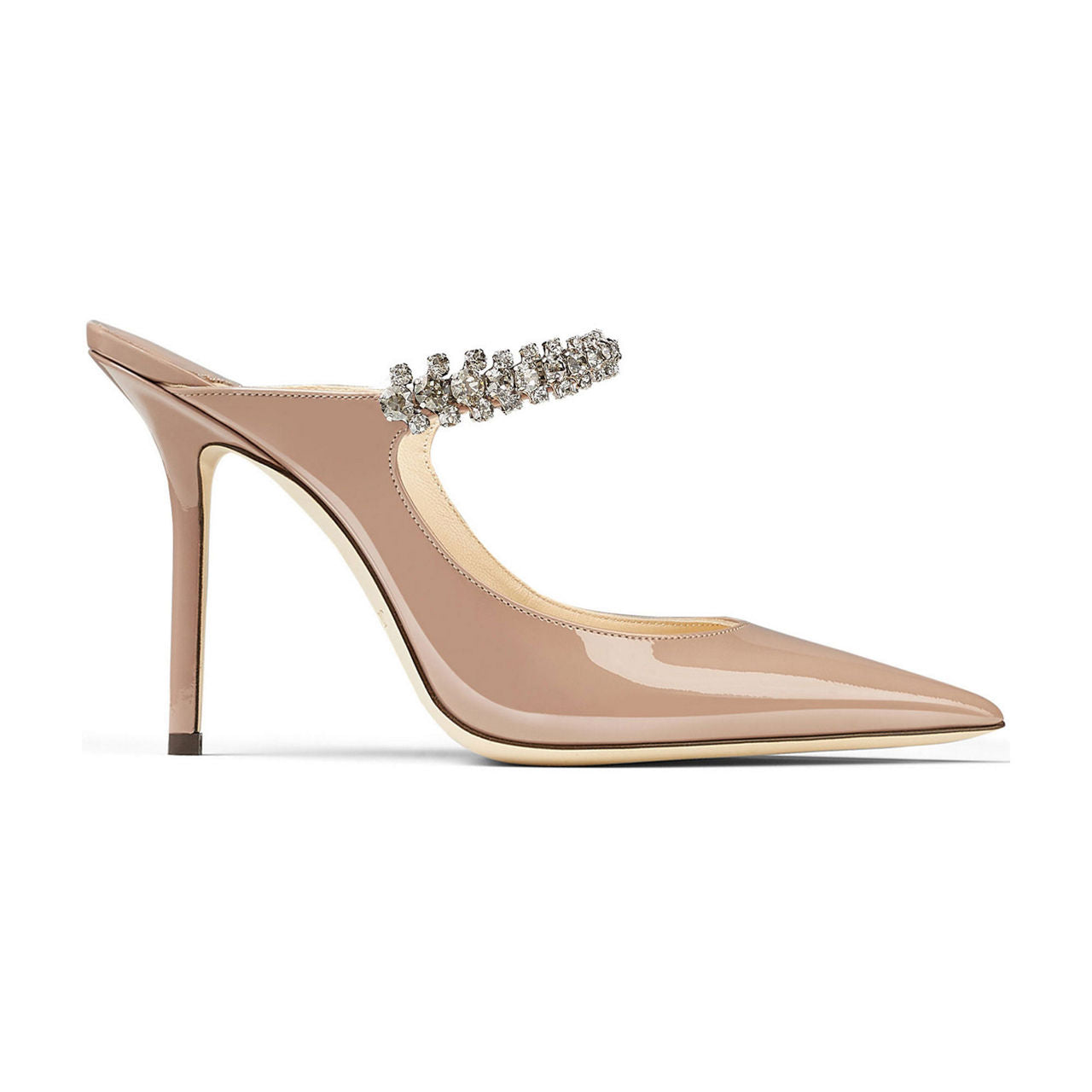 Patent Leather Mules with Crystal Strap