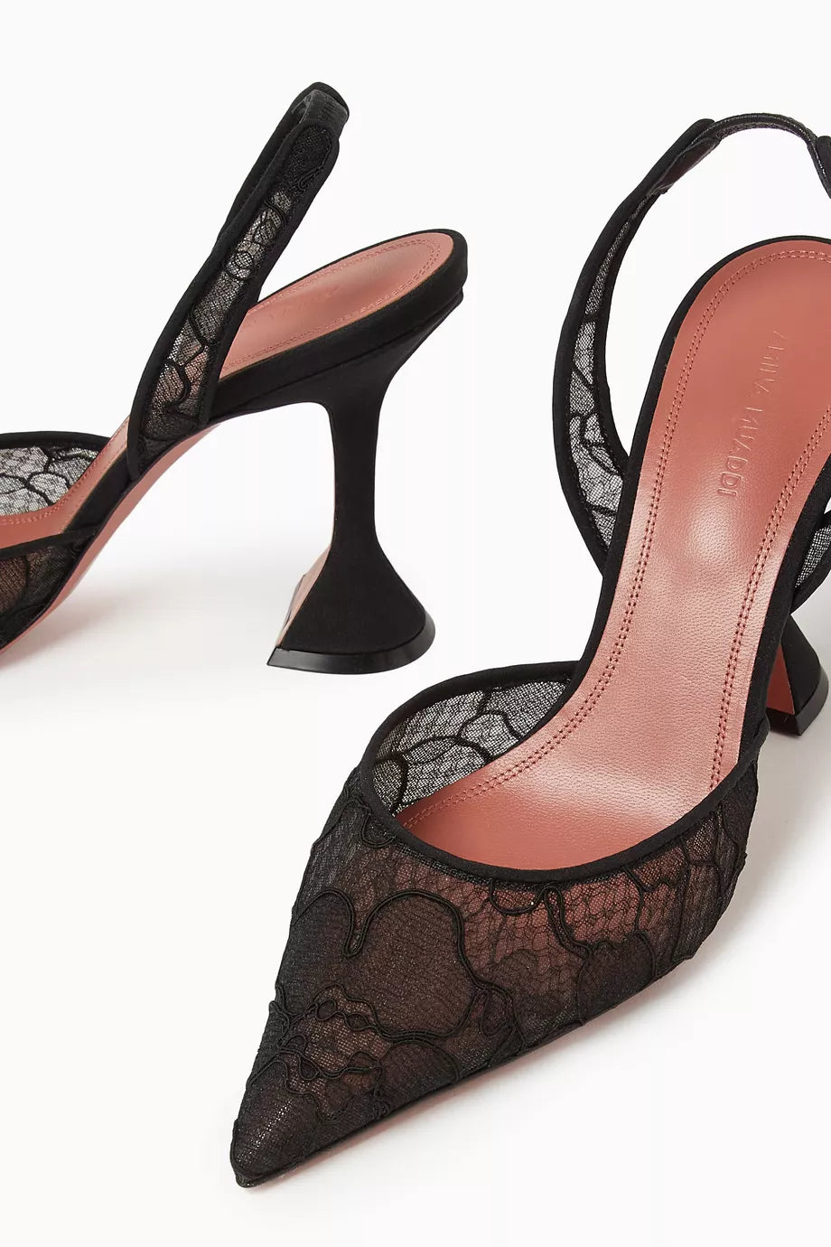 Lace Slingback Heels in black