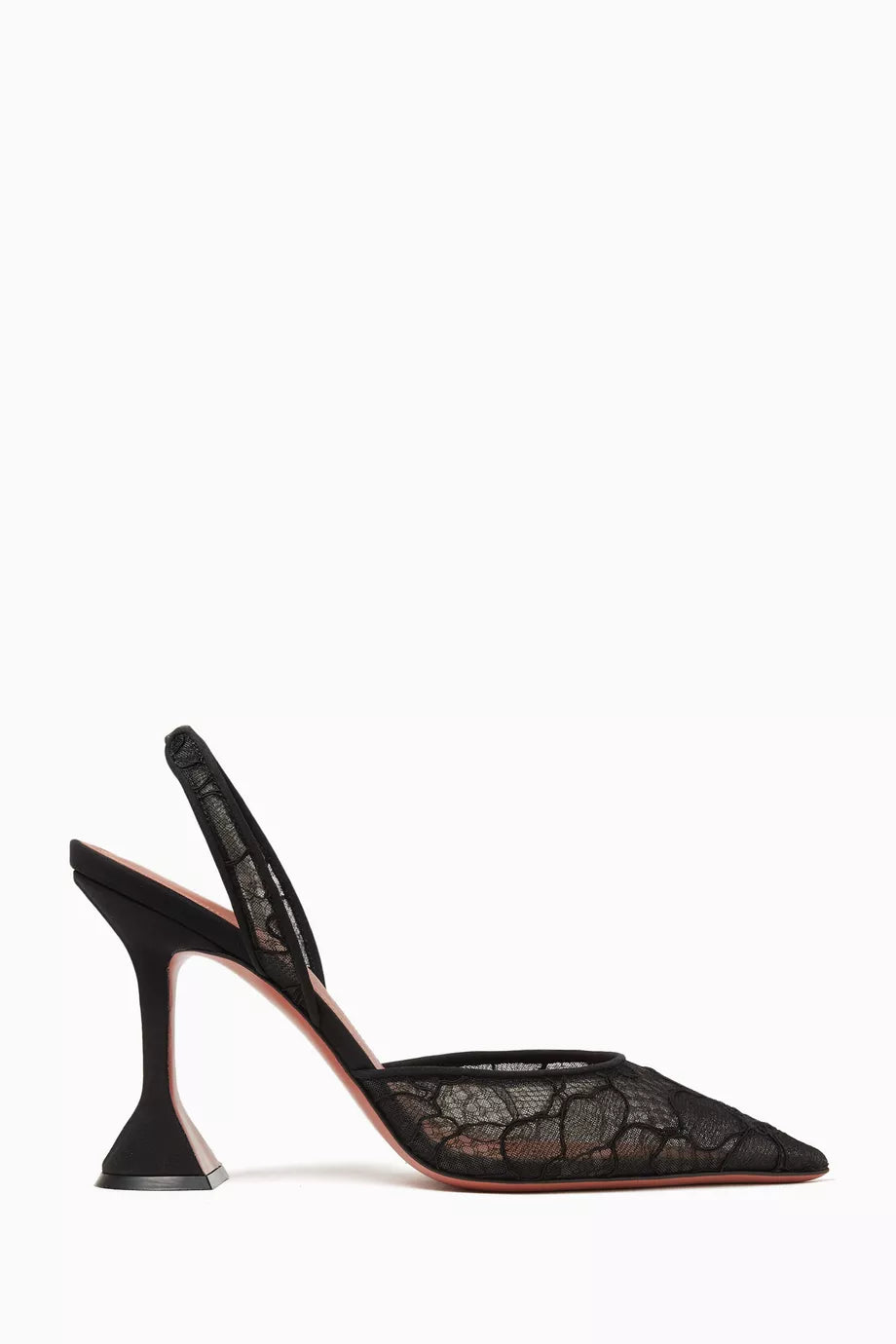 Lace Slingback Heels in black