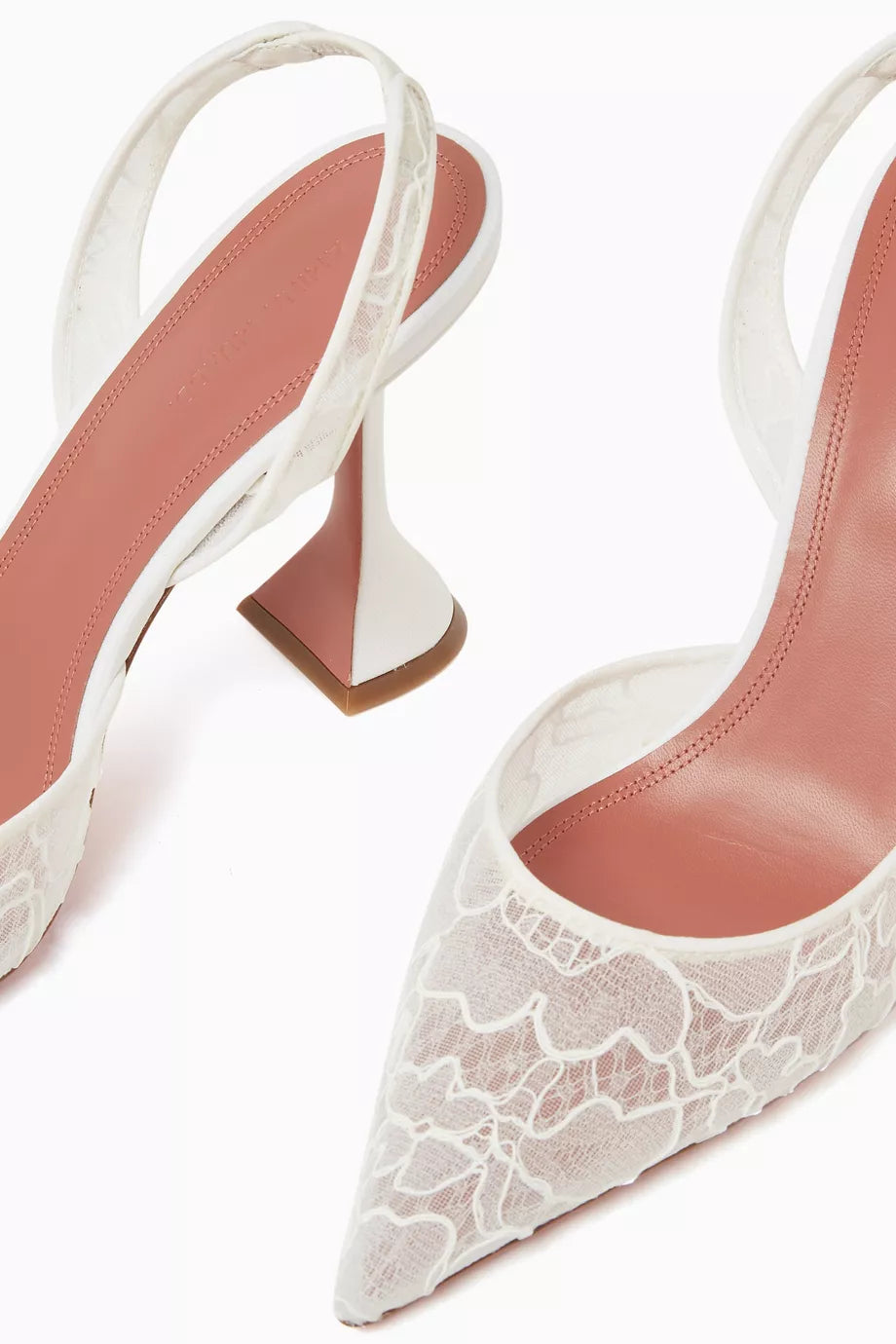 Lace Slingback Heels in White