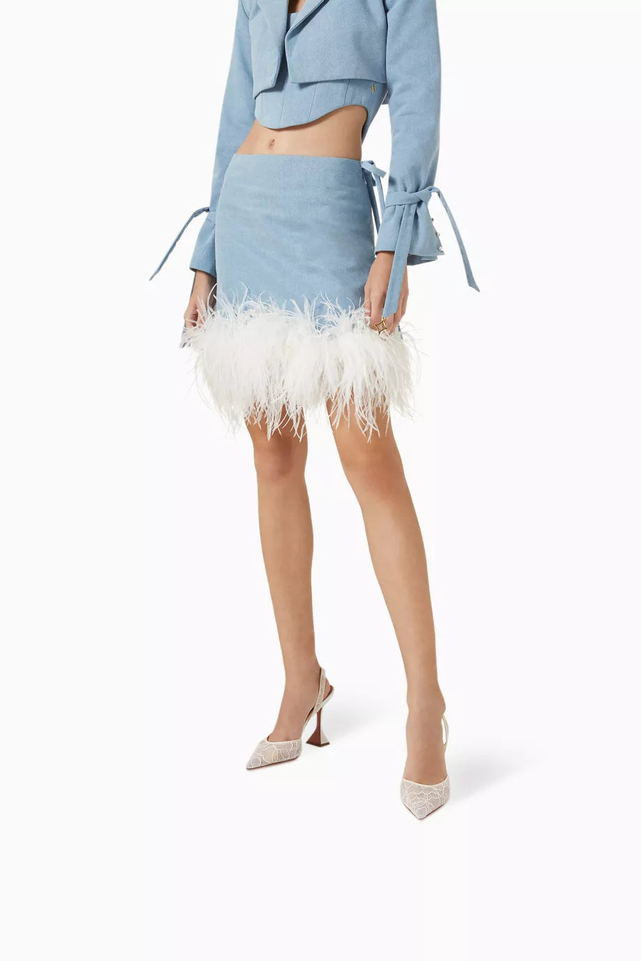 Lace Slingback Heels in White