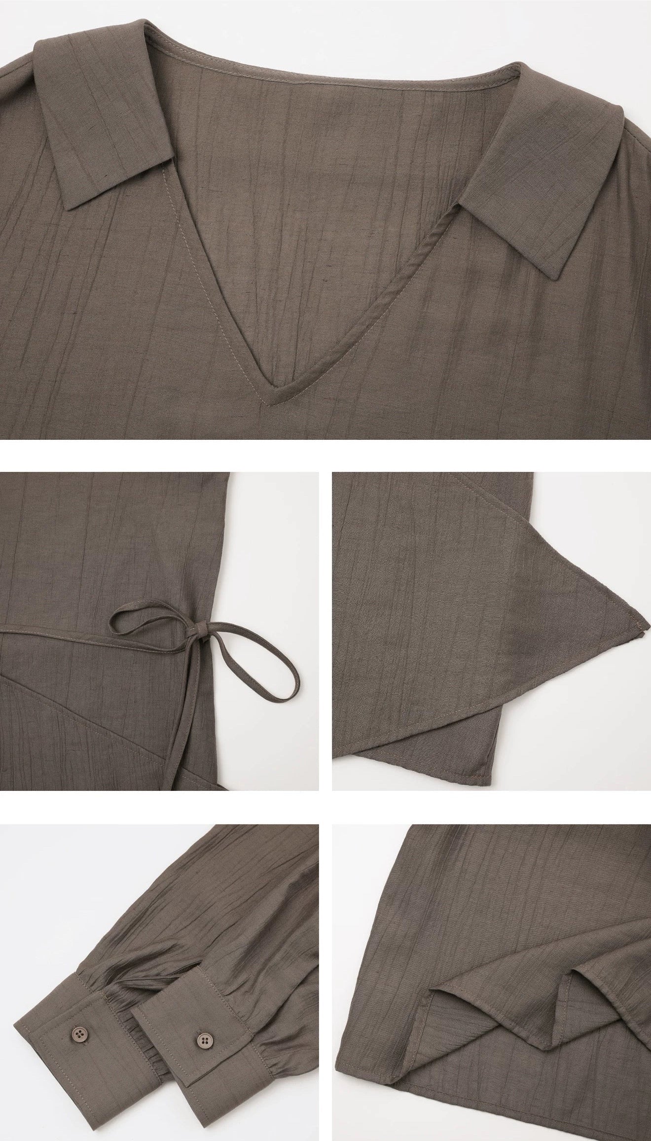 The Wrap Blouse in Taupe