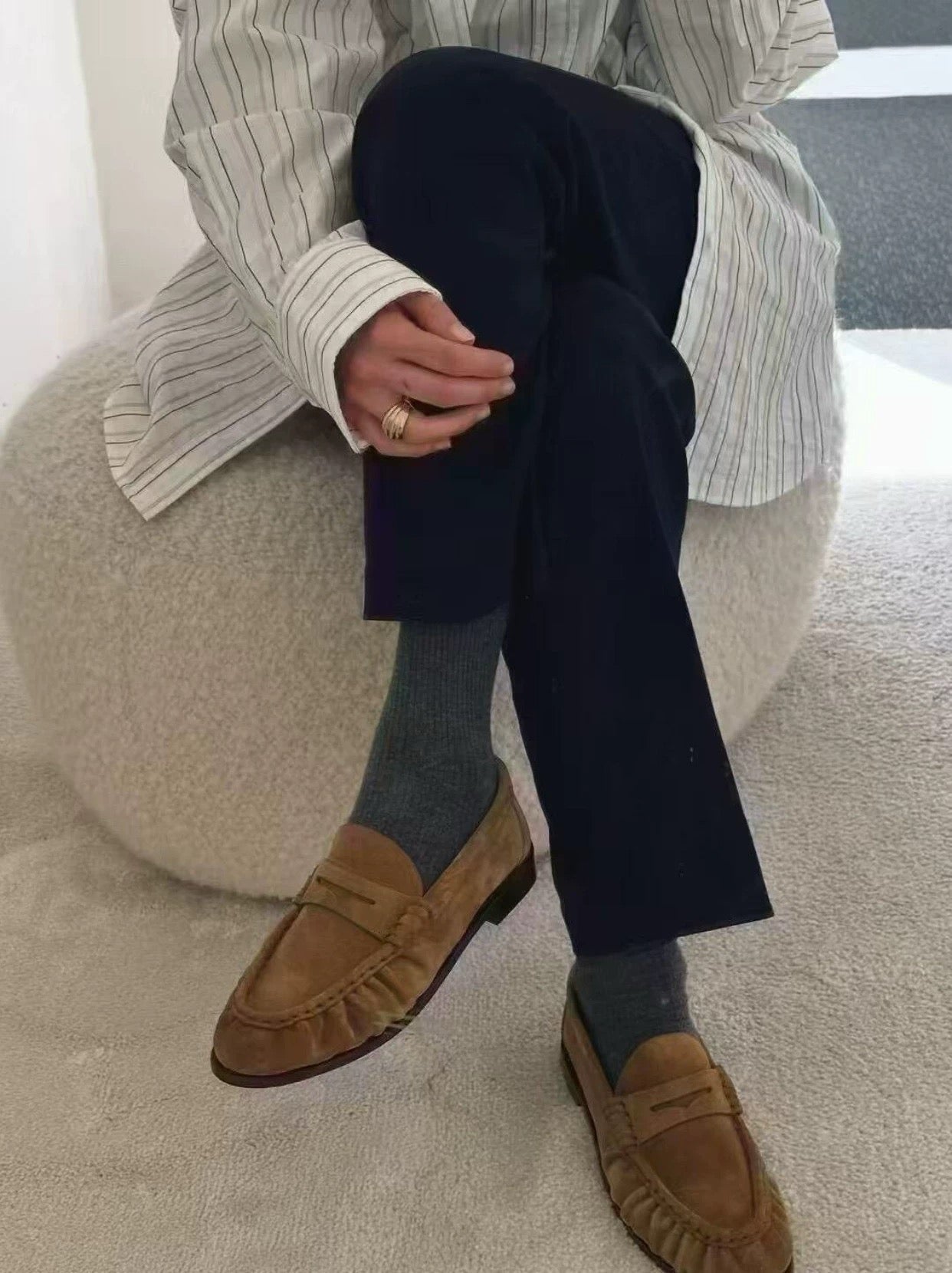 Suede Loafers in Khaki