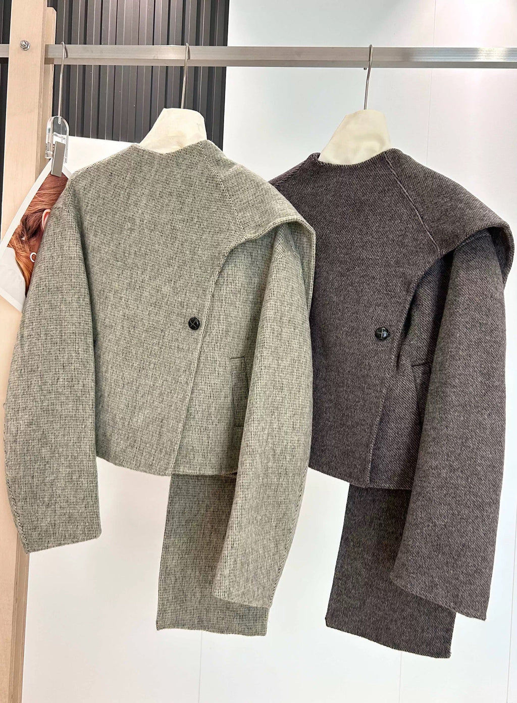 Wool Jacket with Attached Scarf