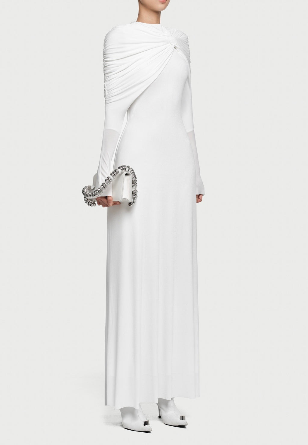 Draped Maxi Dress in White