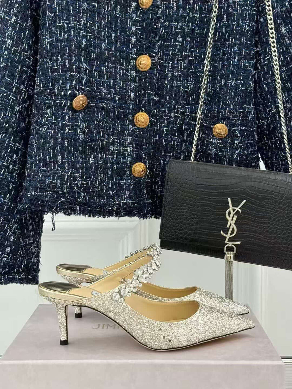 Sand Glitter Heels in Champagne (Immediate)