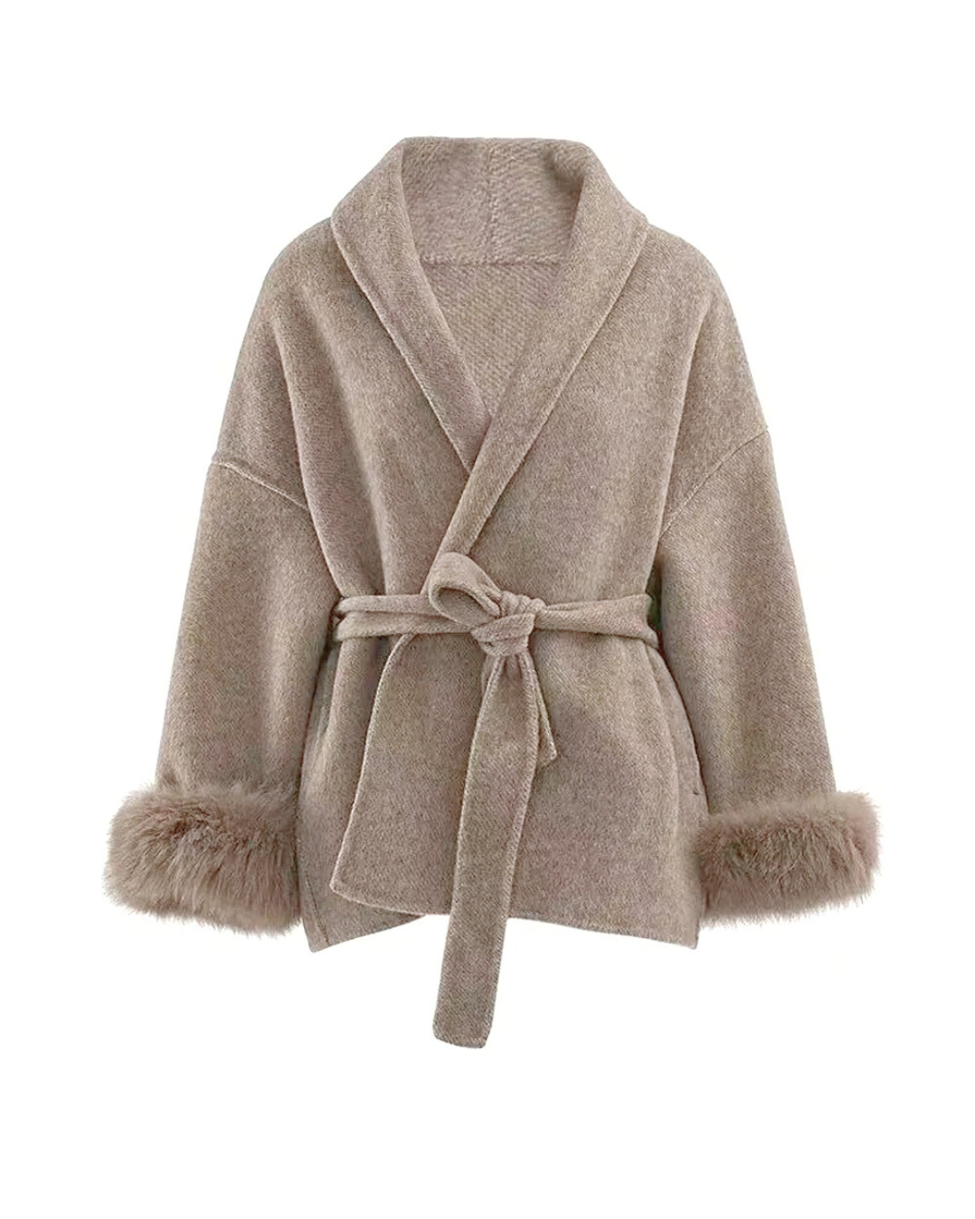 Fur Sleeves Jackets in Beige