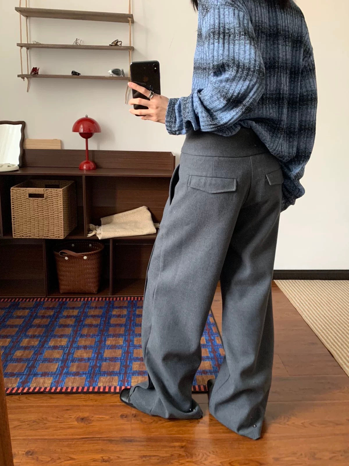 Relaxed Tailored Grey Pants with Adjustable Length
