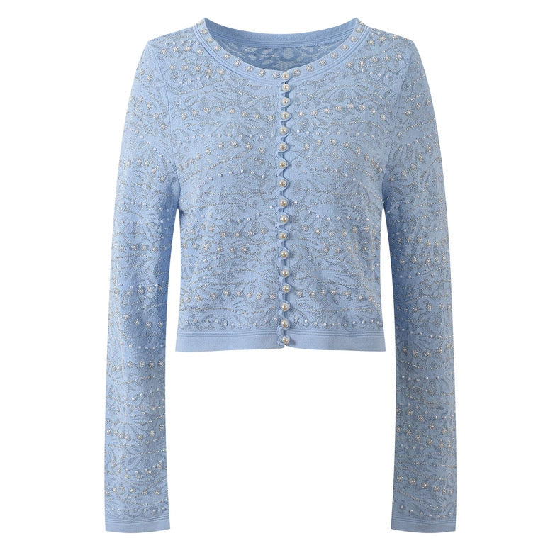 Light Blue Embroidered Cardigan