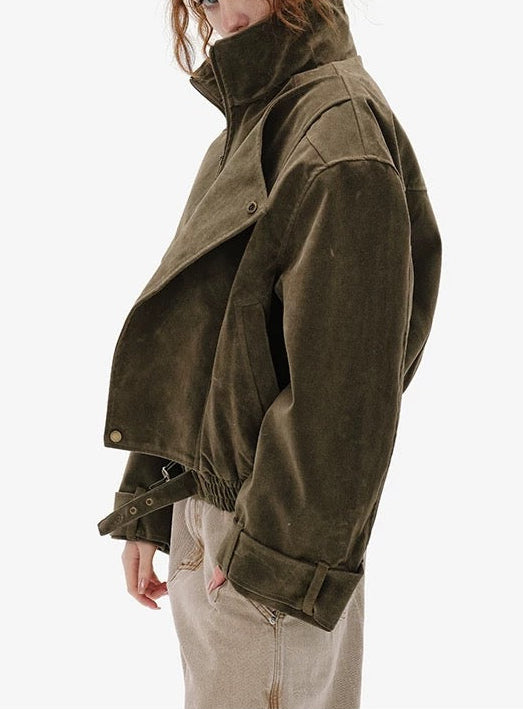 Cotton Bomber Jacket in Khaki