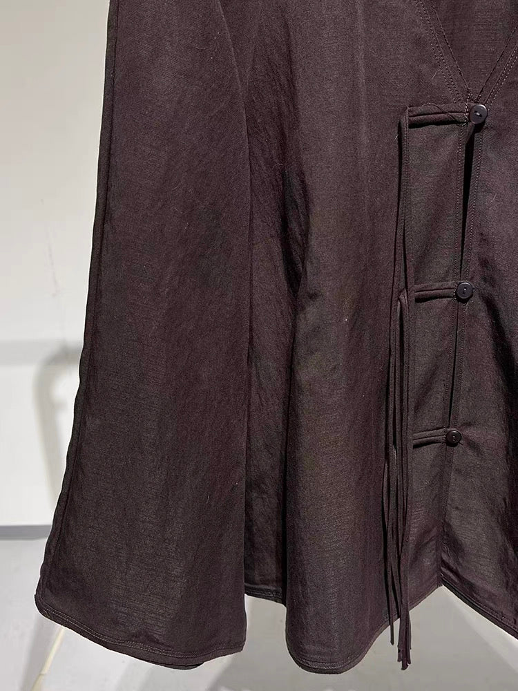 Cropped Shirt with Drawstring Detail