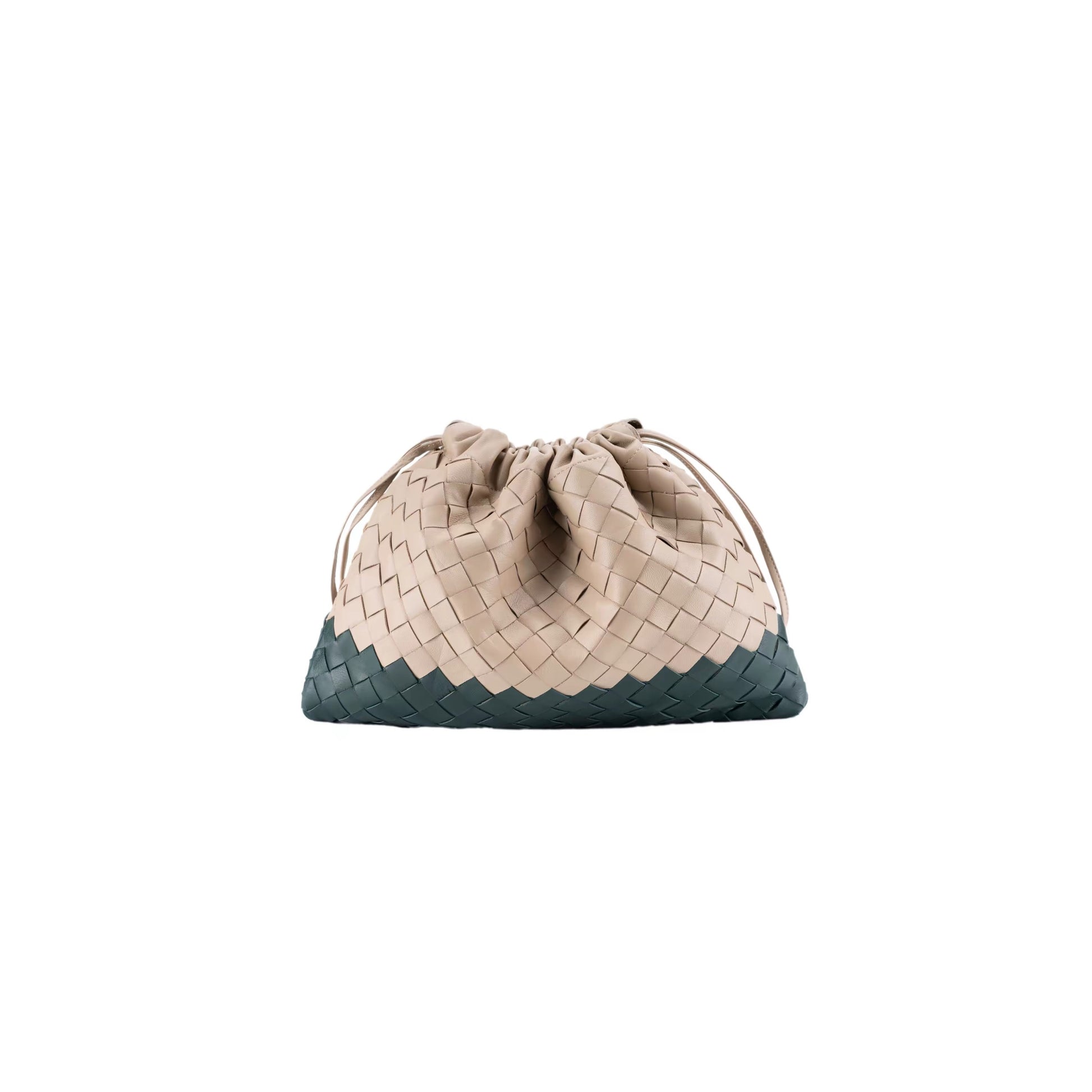 Two-tone Woven Clutch\ Shoulder  Bag (Beige & Teal)