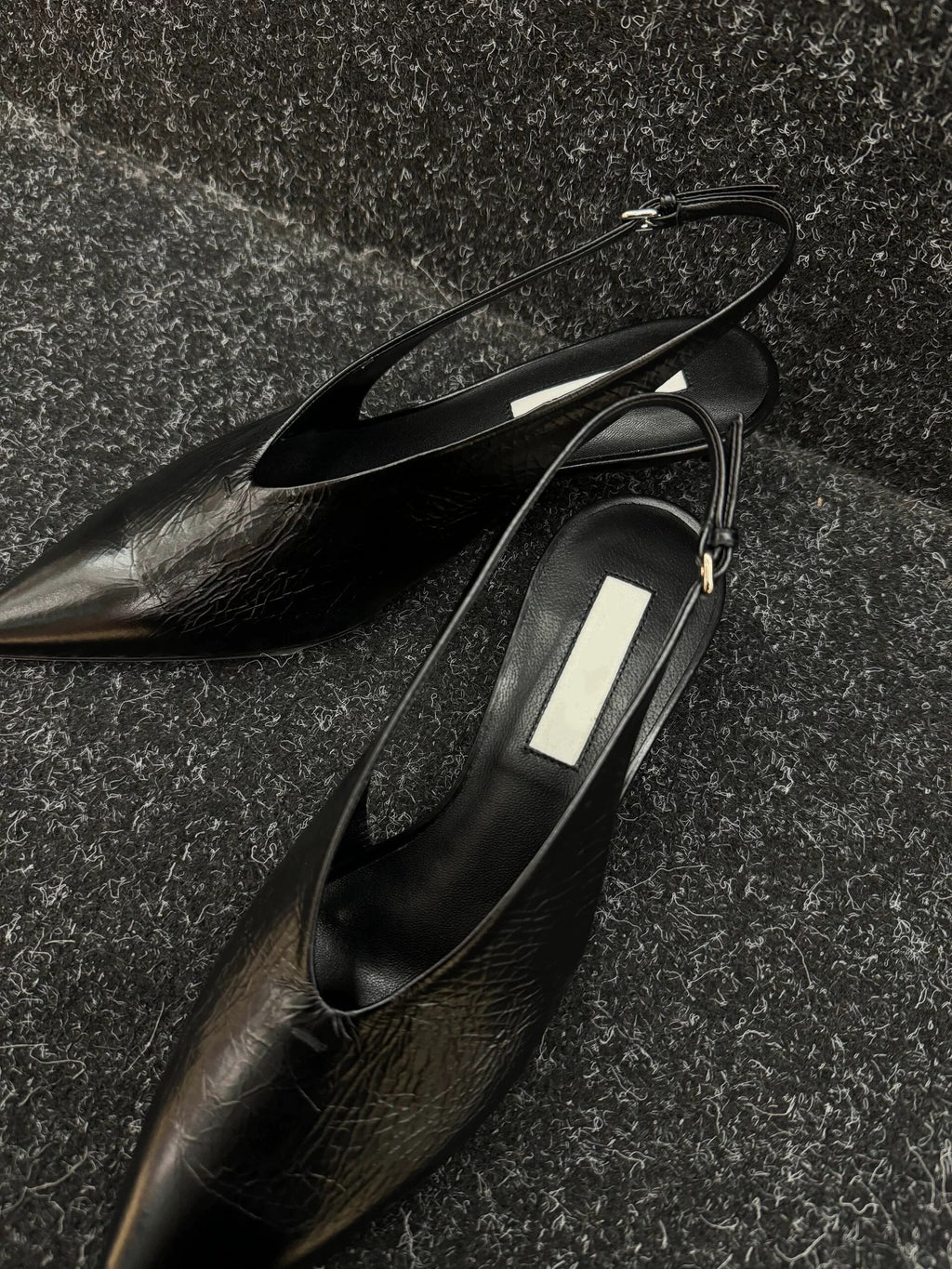 Classic Black Pointed Slingbacks