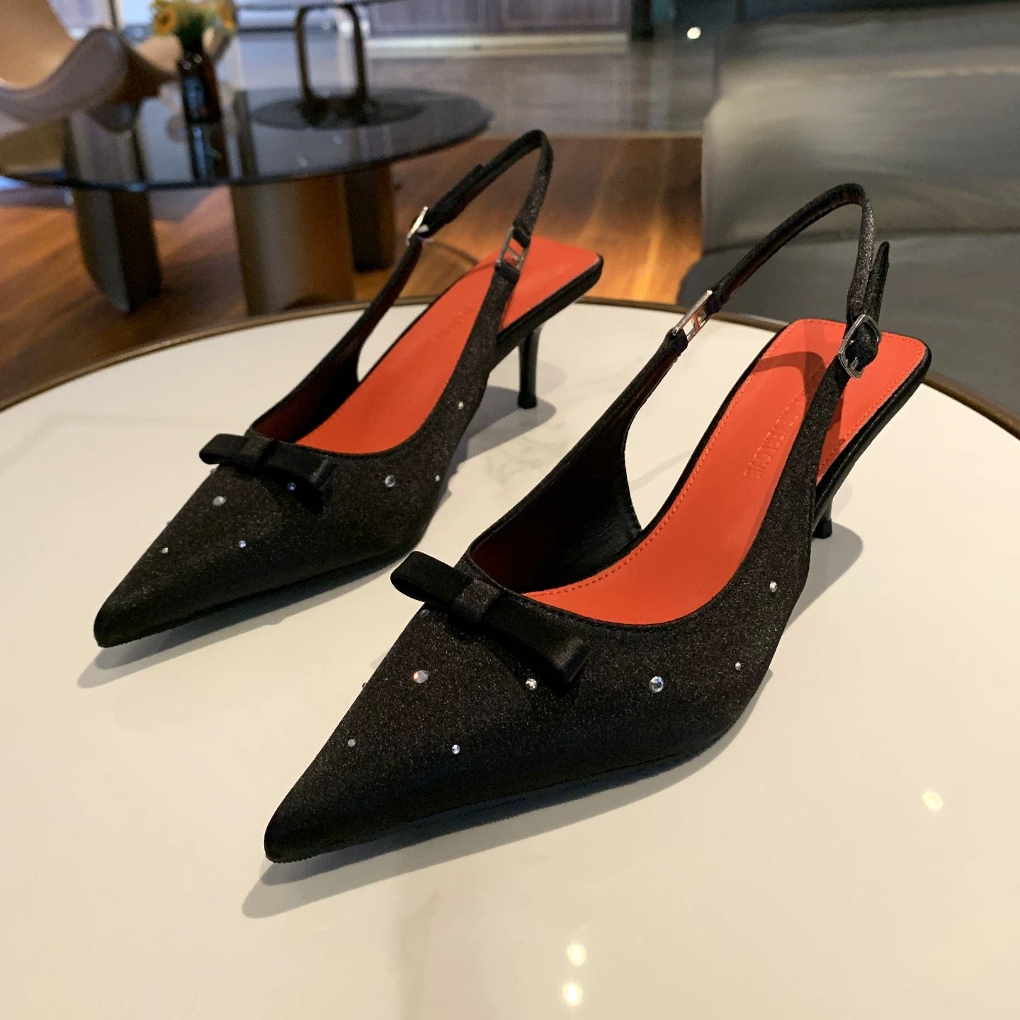 Embellished Slingback in Black