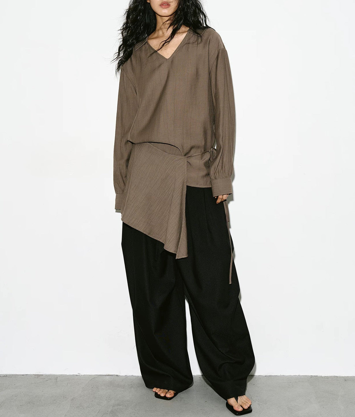 The Wrap Blouse in Taupe