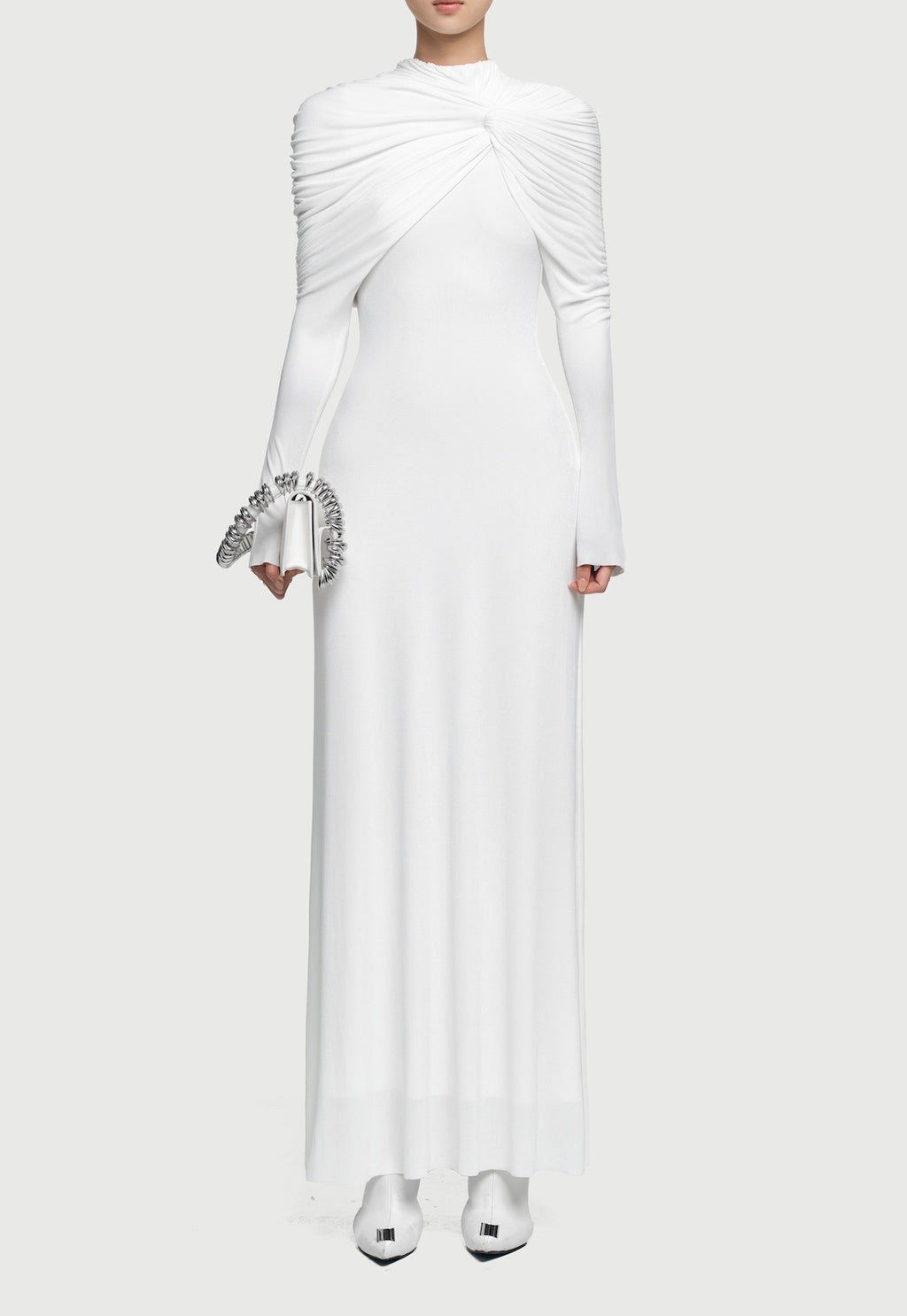 Draped Maxi Dress in White